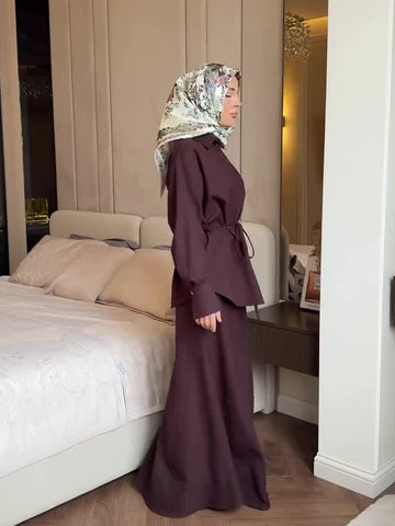 2025 Warm Elegant Noble Long Sleeve Top Comfortable Long Dress Suit Woman